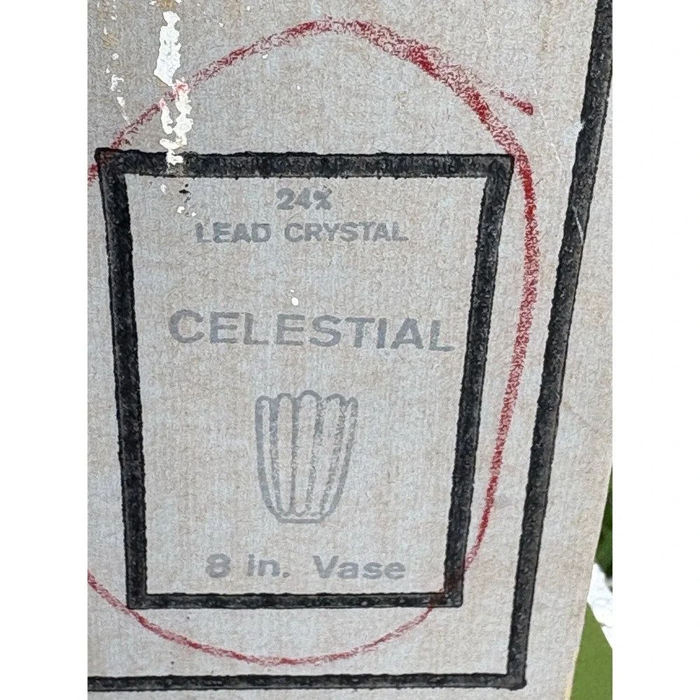 Vintage Fostoria Ribbed Crystal Vase Celestial Pattern Original Box Classic